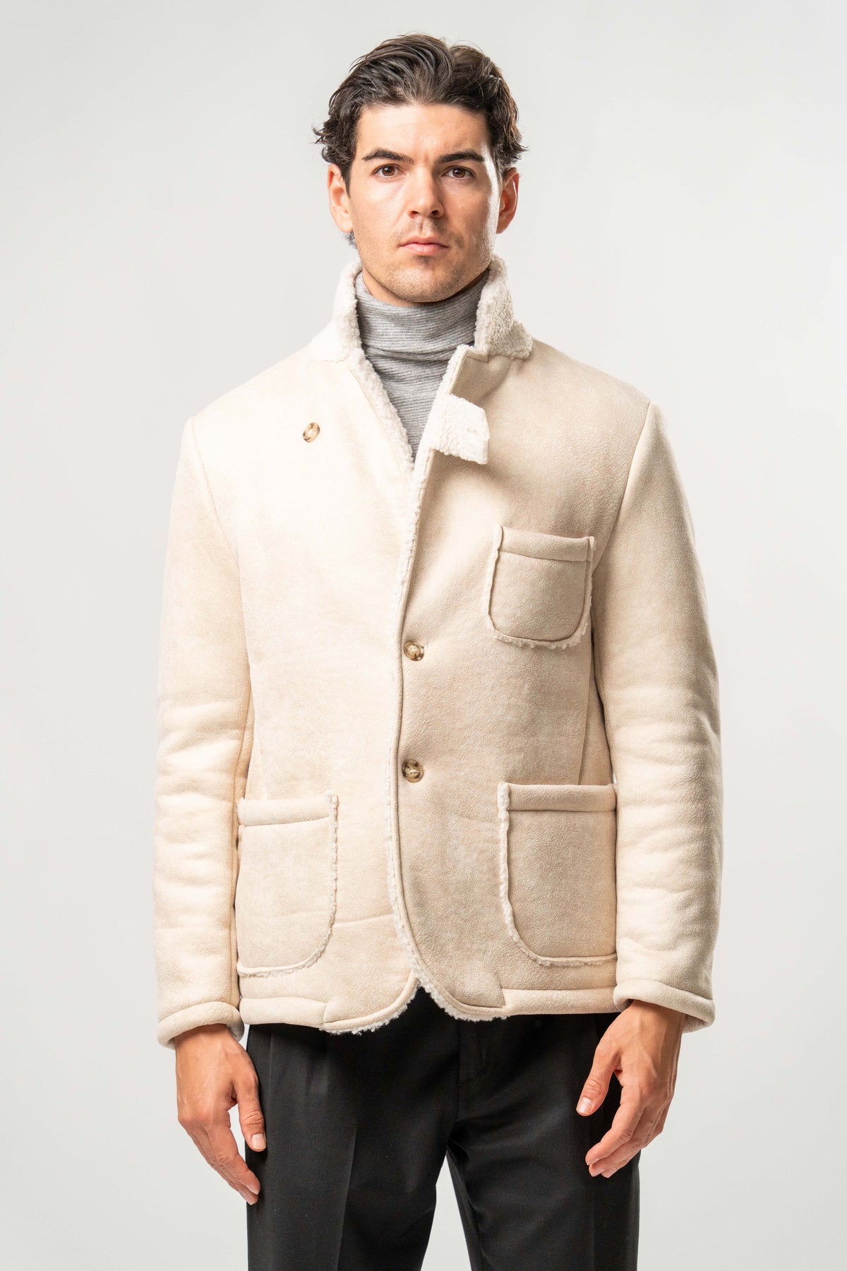 Giacca Uomo Ecomontone Panna con Interno Teddy
