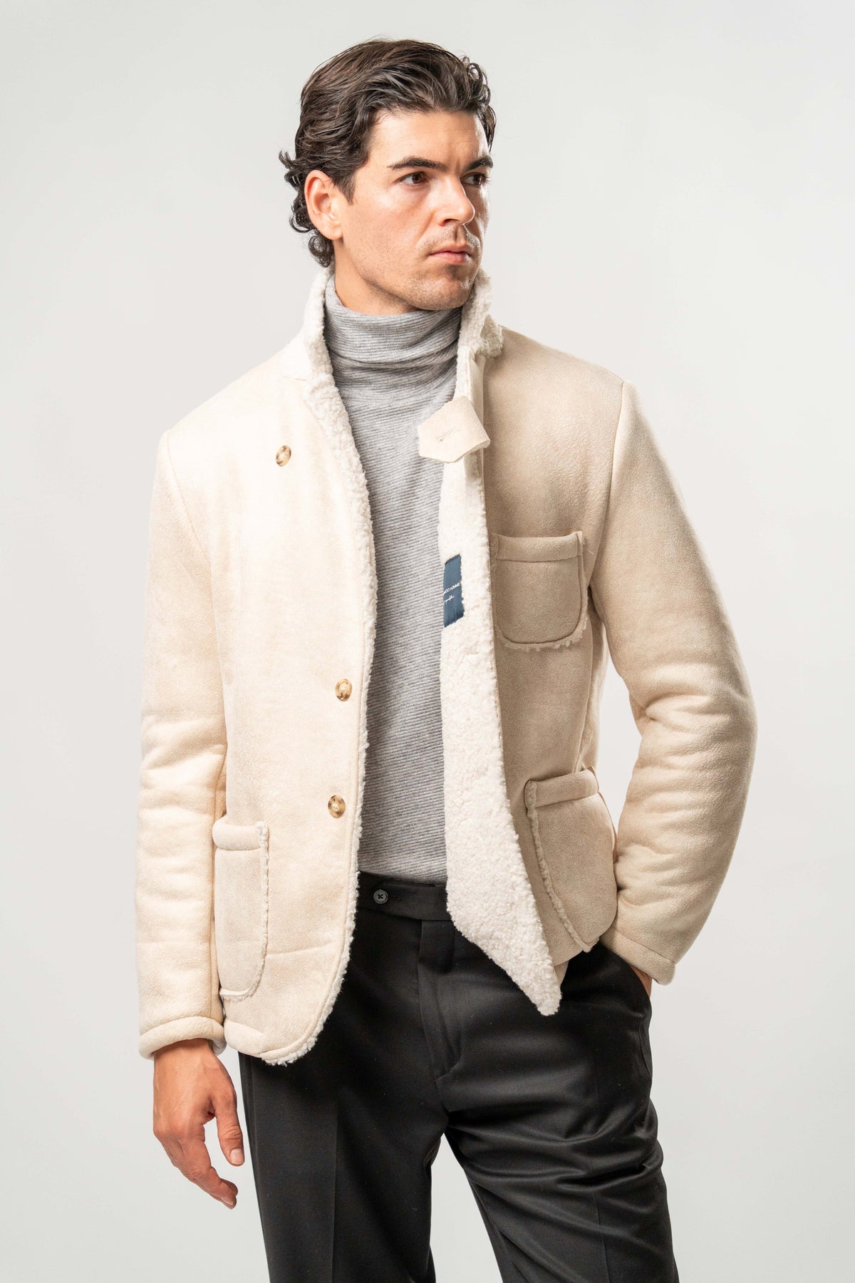 Giacca Uomo Ecomontone Panna con Interno Teddy