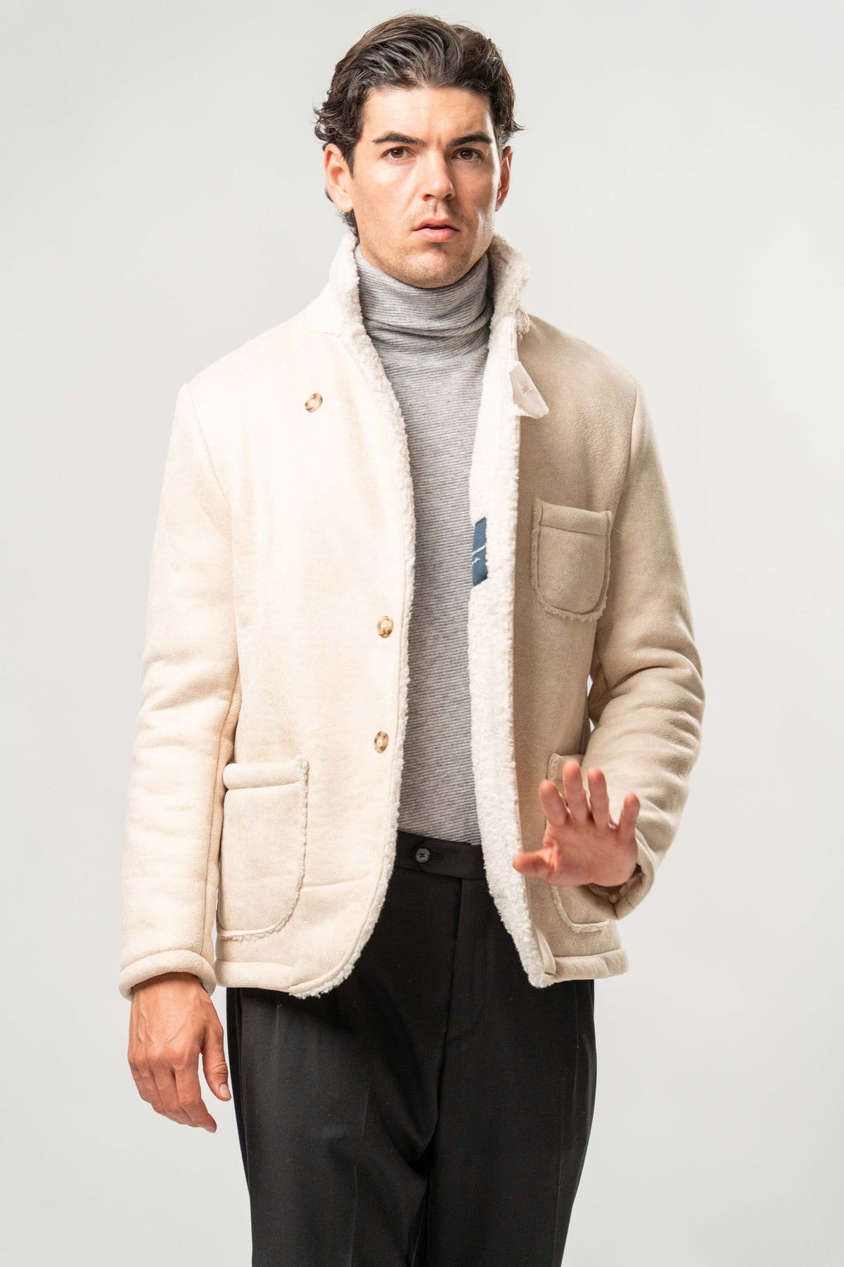 Giacca Uomo Ecomontone Panna con Interno Teddy