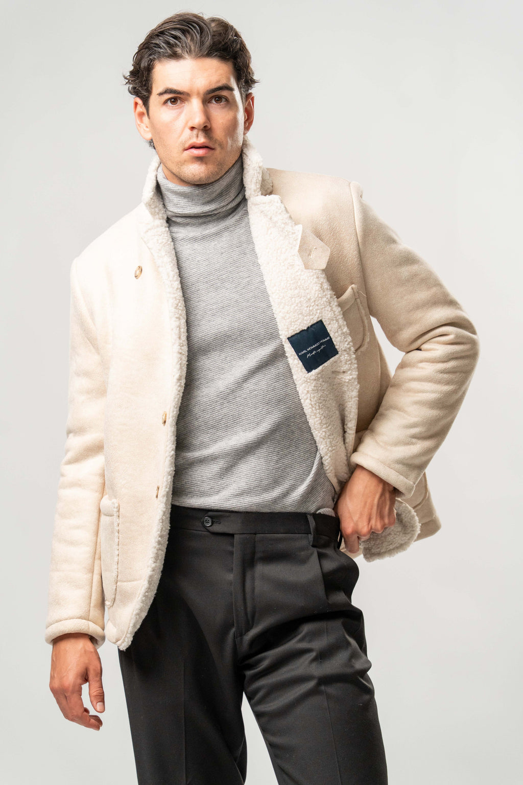 Giacca Uomo Ecomontone Panna con Interno Teddy