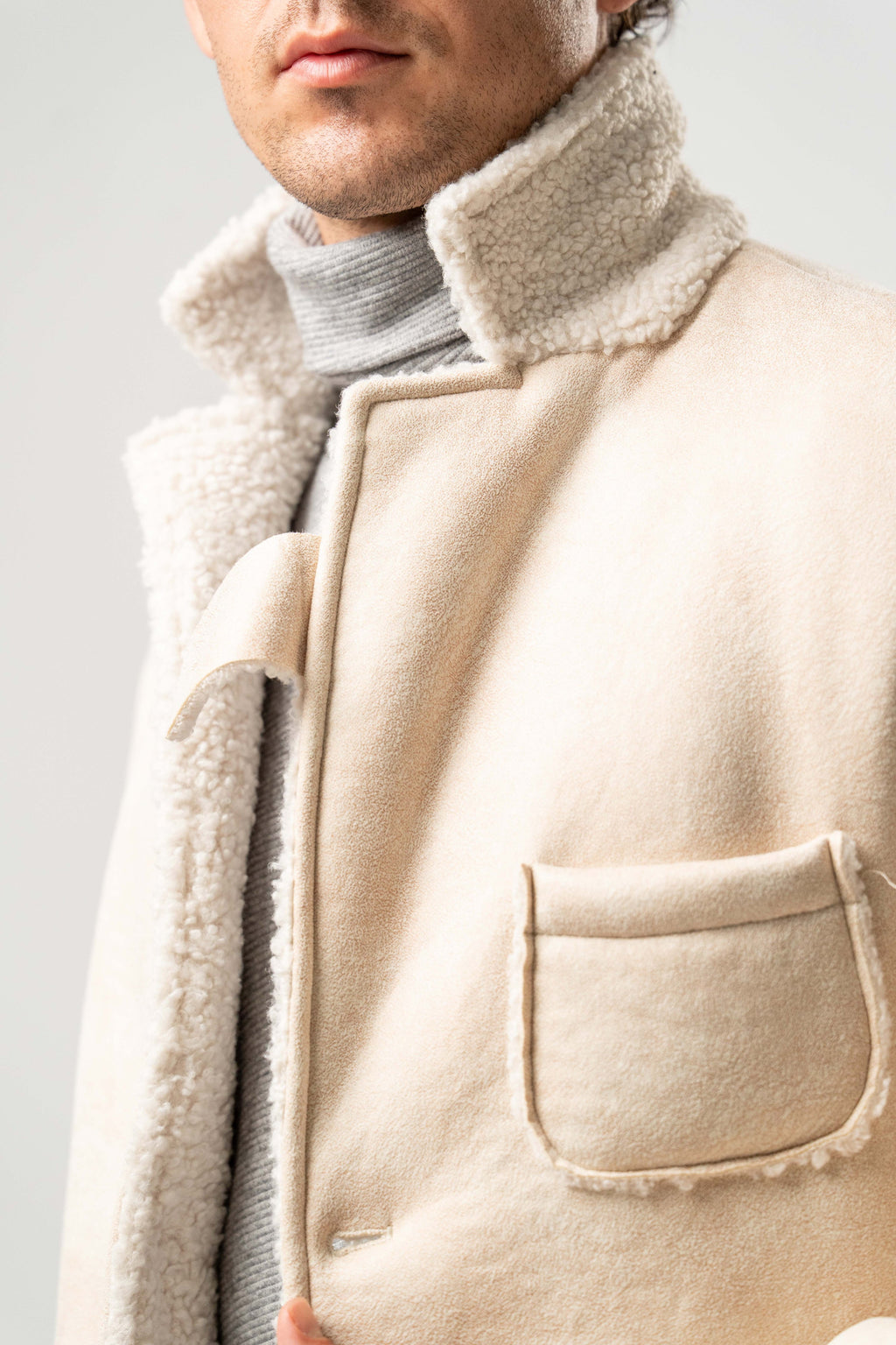 Giacca Uomo Ecomontone Panna con Interno Teddy
