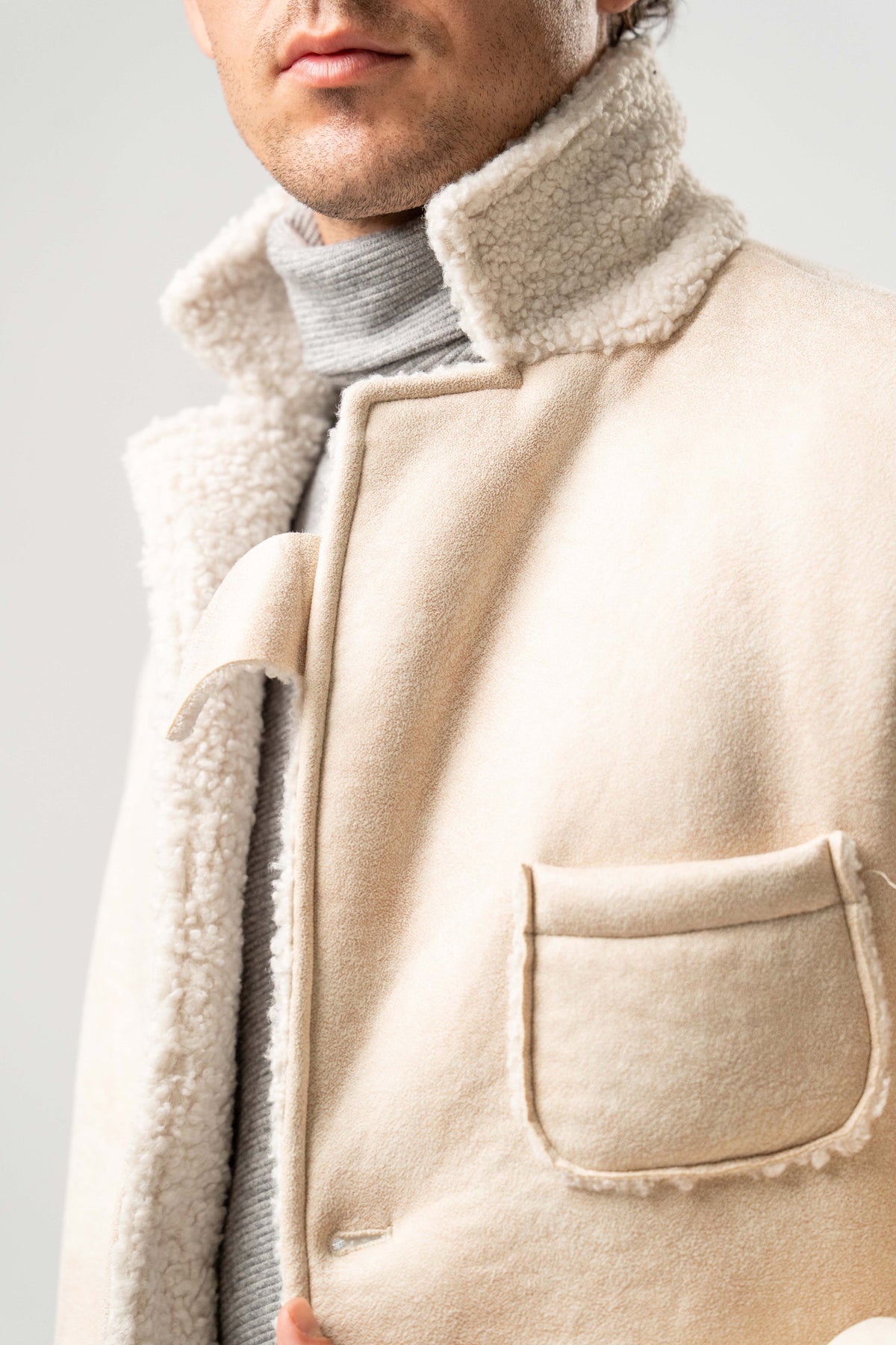 Giacca Uomo Ecomontone Panna con Interno Teddy