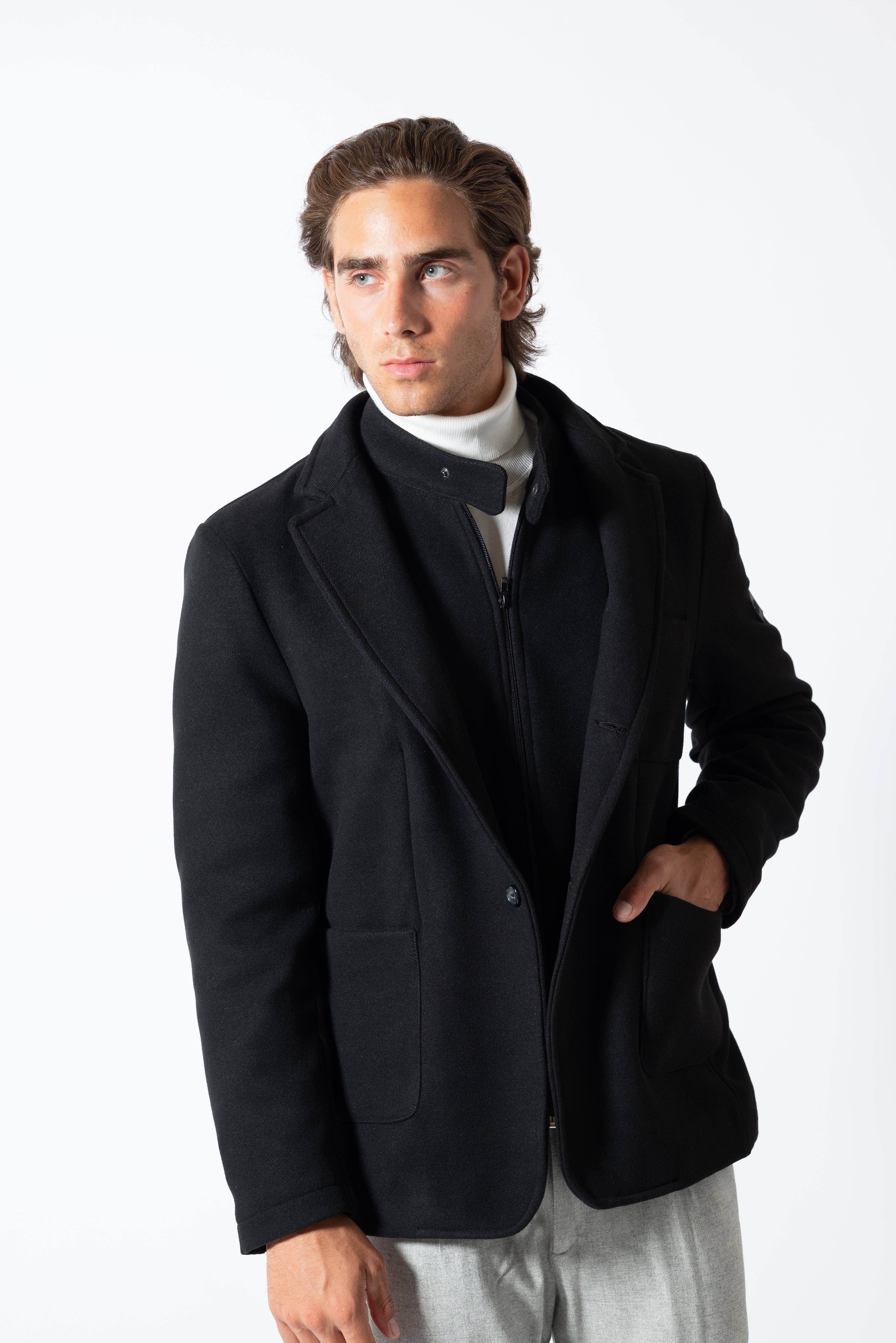 Giaccone monopetto nera – Karl Mommoo