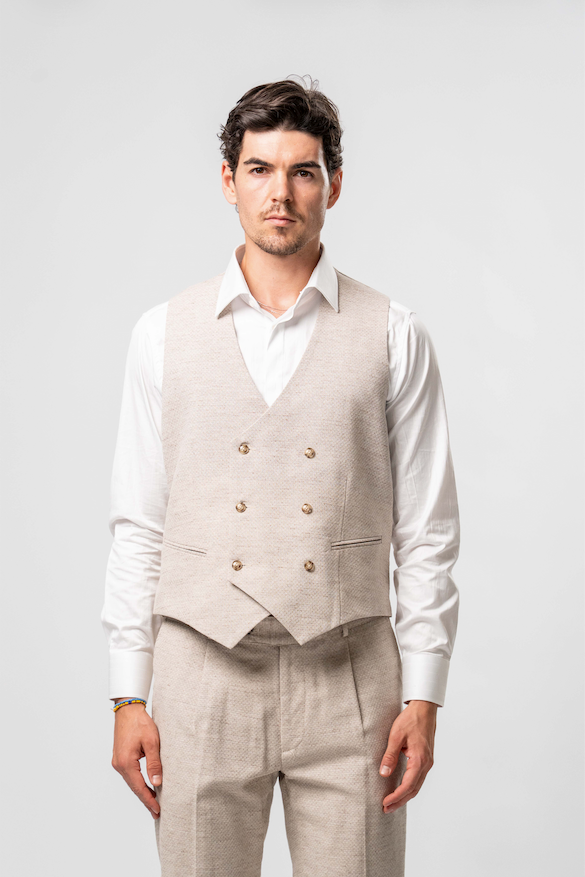 Gilet Uomo Doppiopetto Beige