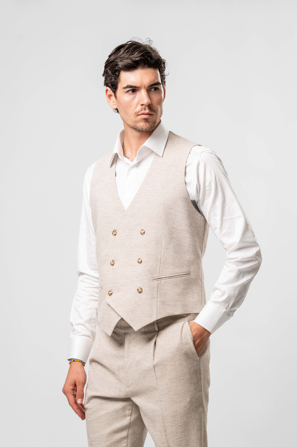 Gilet Uomo Doppiopetto Beige