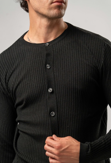 Maglia Uomo con Bottoni – NERO