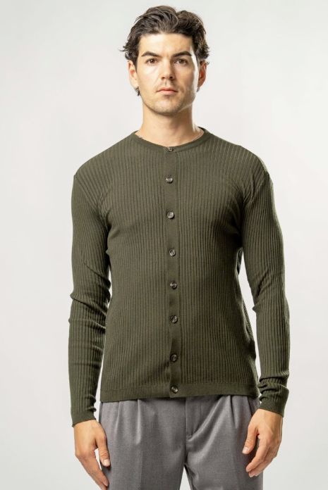 Maglia Uomo con Bottoni – verde militare