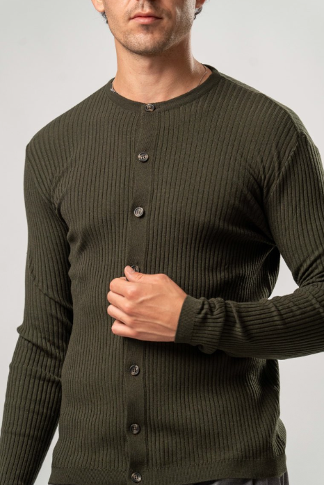 Maglia Uomo con Bottoni – verde militare