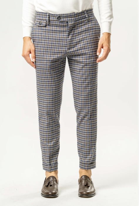 Pantalone Classico Uomo a Quadri – Blu