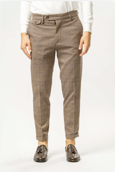 Pantalone Classico Uomo a Quadri – beige