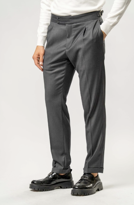 Pantalone Uomo con Pinces e Stringenti – grigio antracite