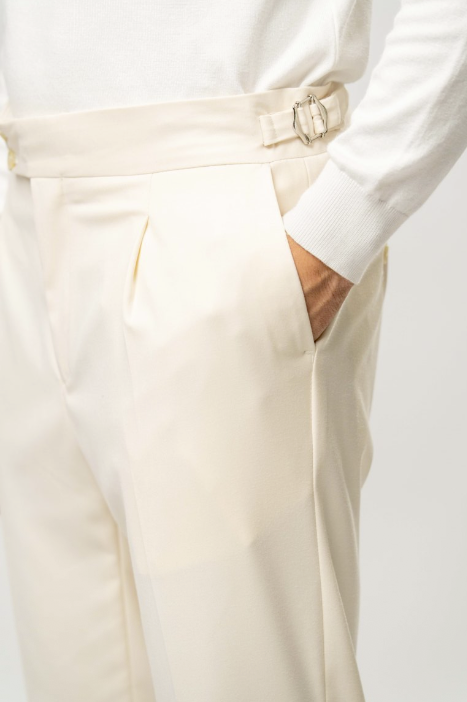 Pantalone Uomo con Pinces e Stringenti –BURRO