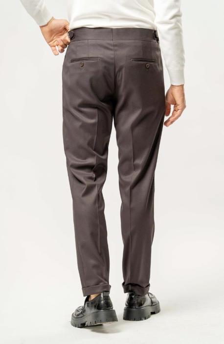Pantalone Uomo con Pinces e Stringenti –MORO