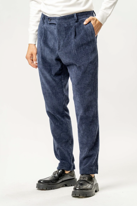 Pantalone Uomo in Velluto a Coste Larghe – BLU