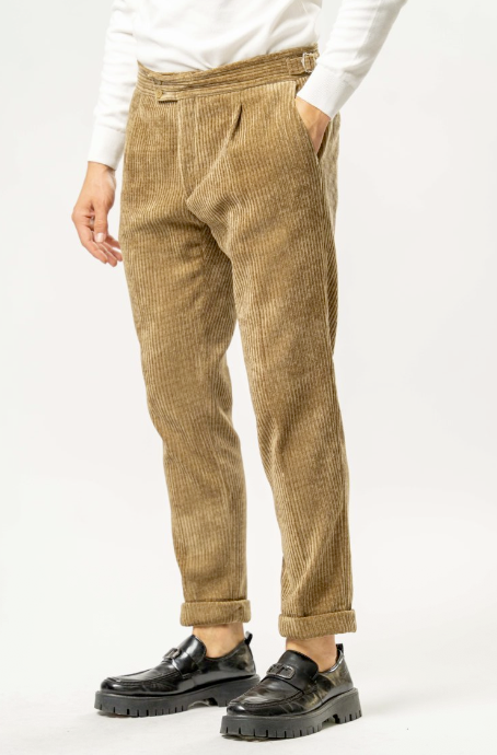 Pantalone Uomo in Velluto a Coste Larghe – SENAPE