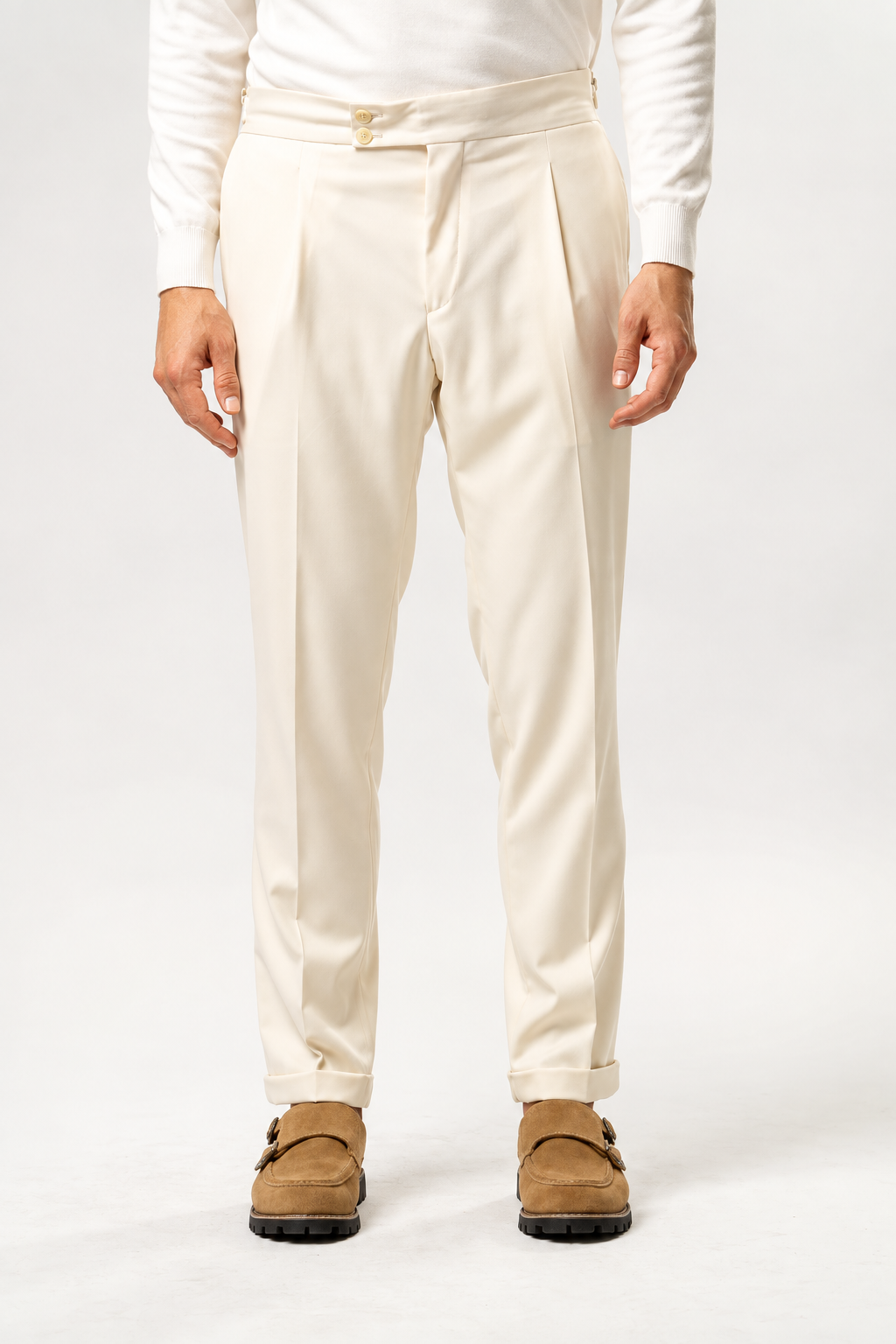 Pantalone Uomo con Pinces e Stringenti –BURRO