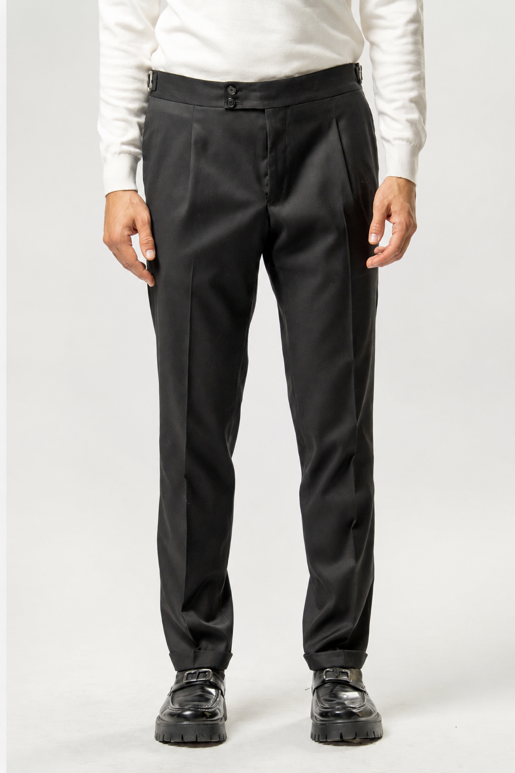 Pantalone Uomo con Pinces e Stringenti –nero